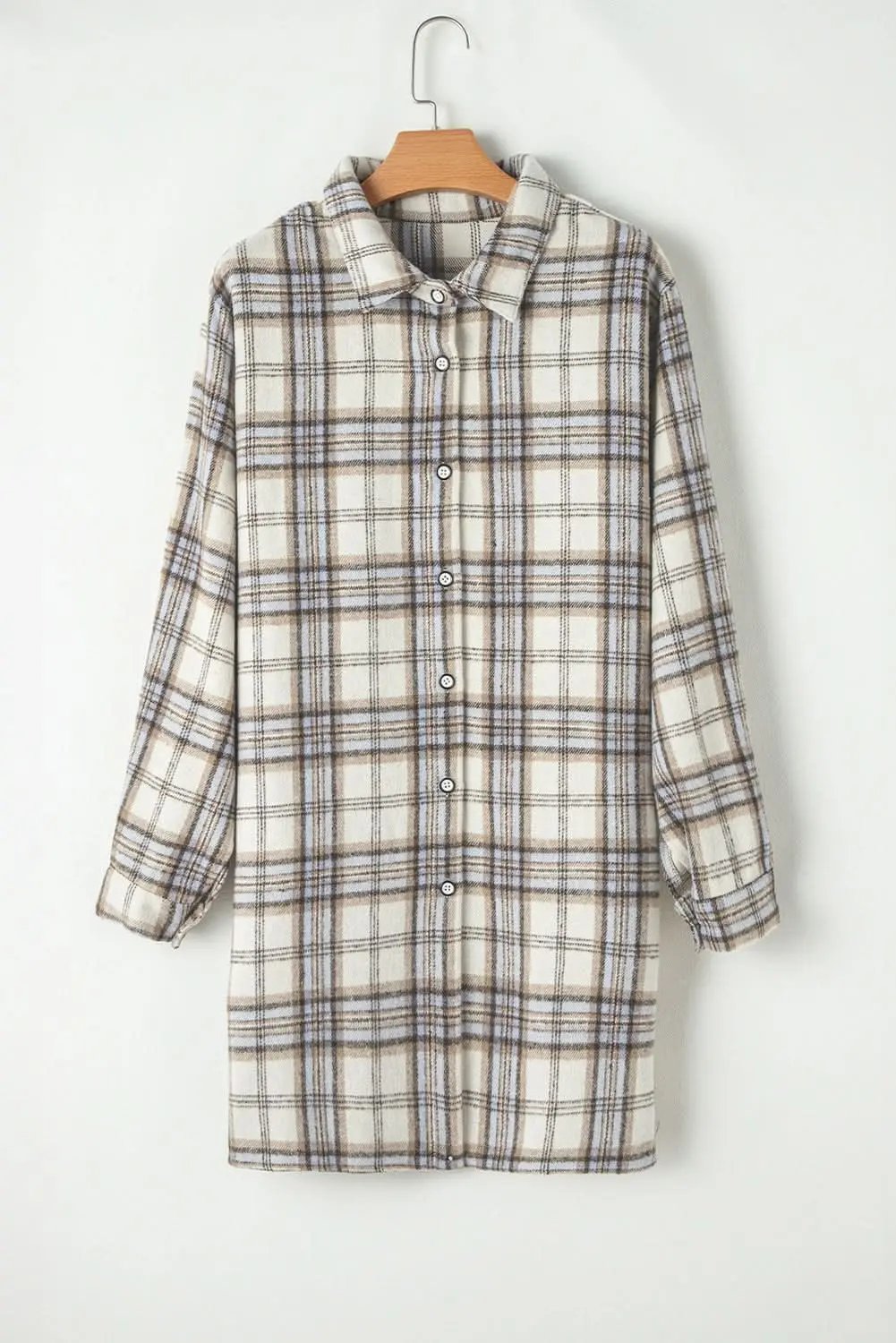 Chic white plaid plus size shacket - Love Salve